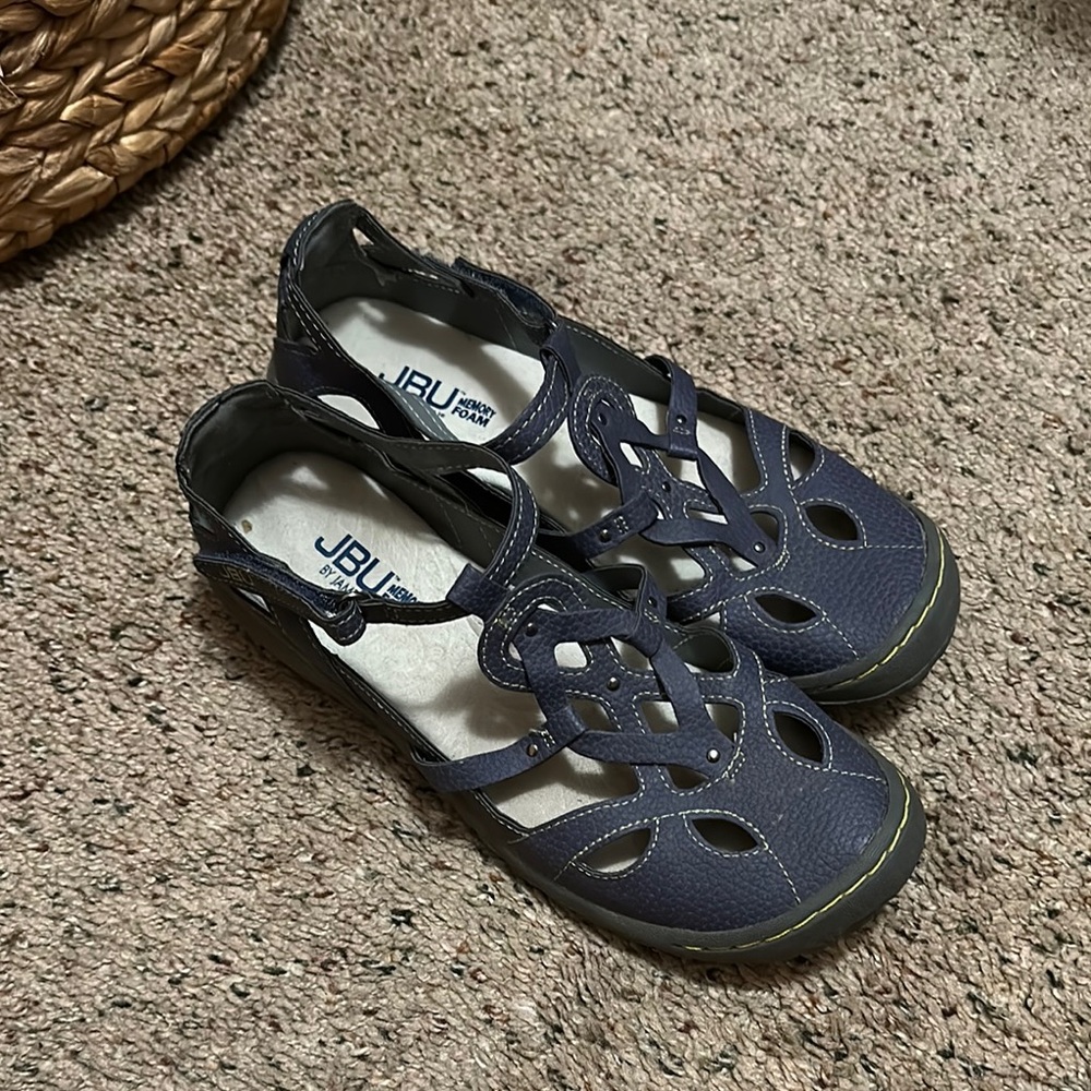 JBU Blue Sandals with Cut-Out Design